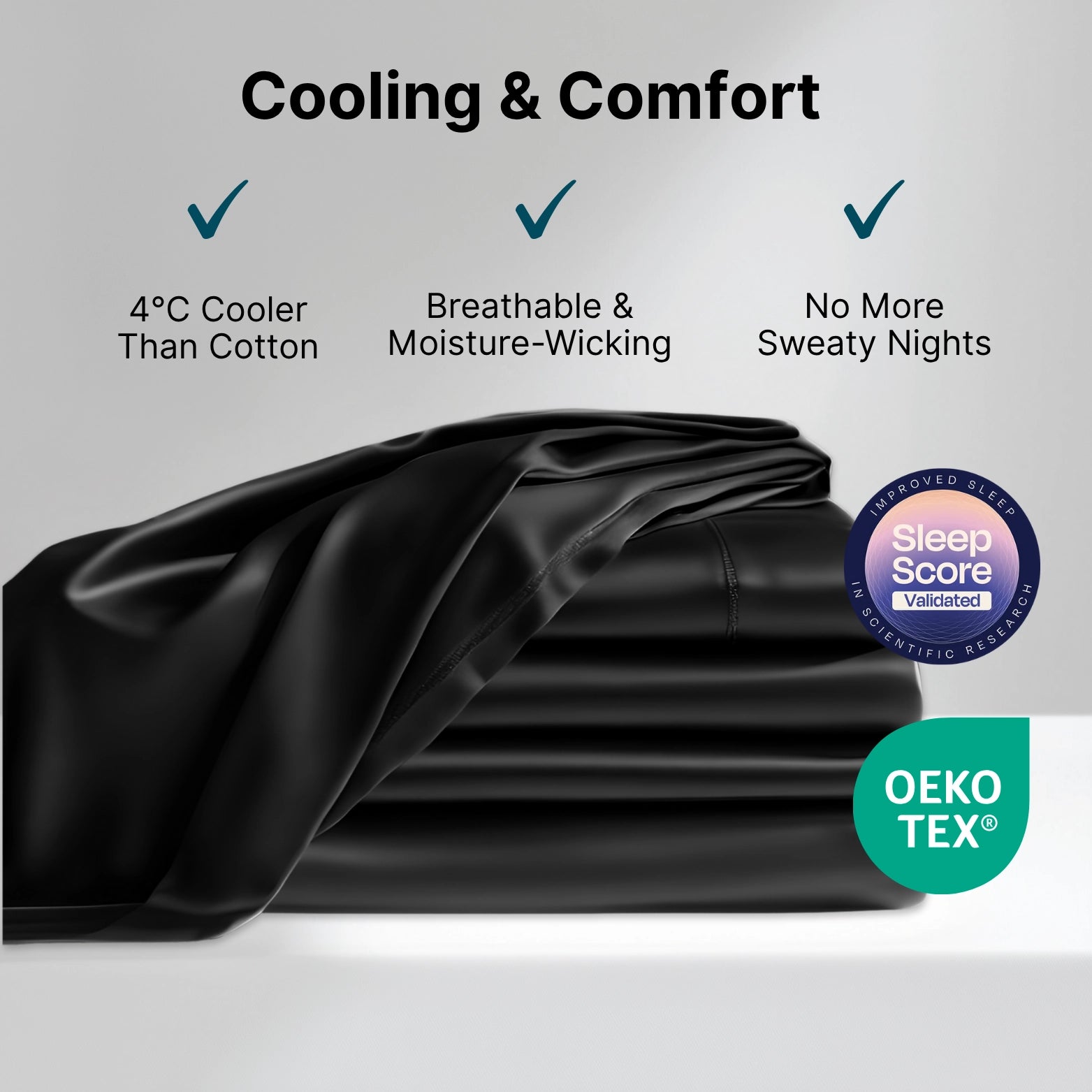 Eucalyptus bamboo bedding designed for cooling and comfort. Breathable, moisture-wicking fabric proven to be 4°C cooler than cotton for hot sleepers